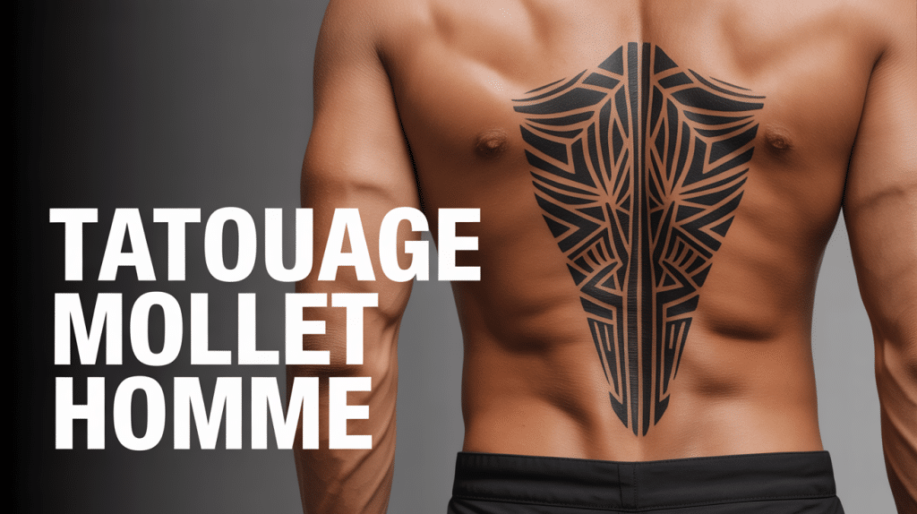 tatouage mollets homme design tribal geometrique