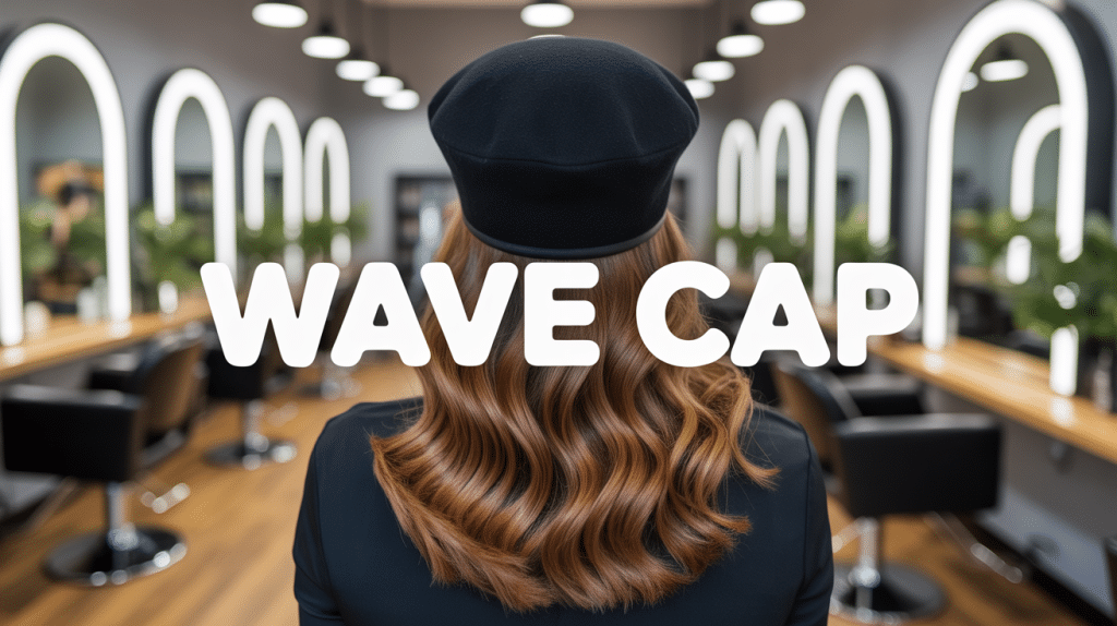wave cap noir sur cheveux ondulés salon urbain
