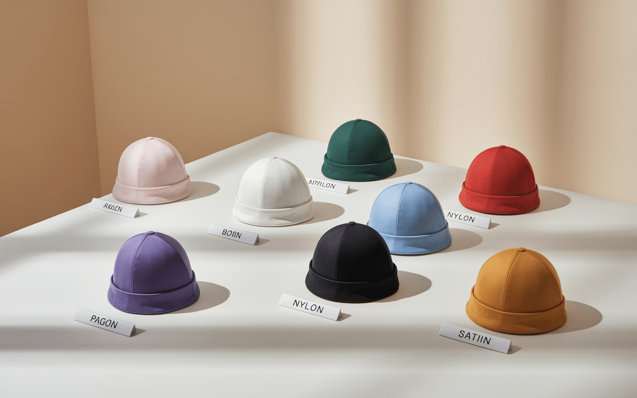 wave cap polyester nylon satin disposition élégante