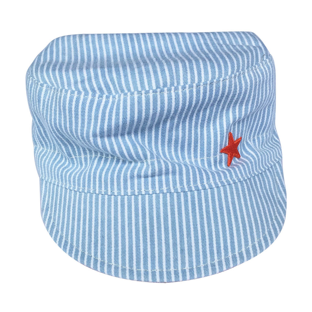 Beanie wendbar hellblau/rot