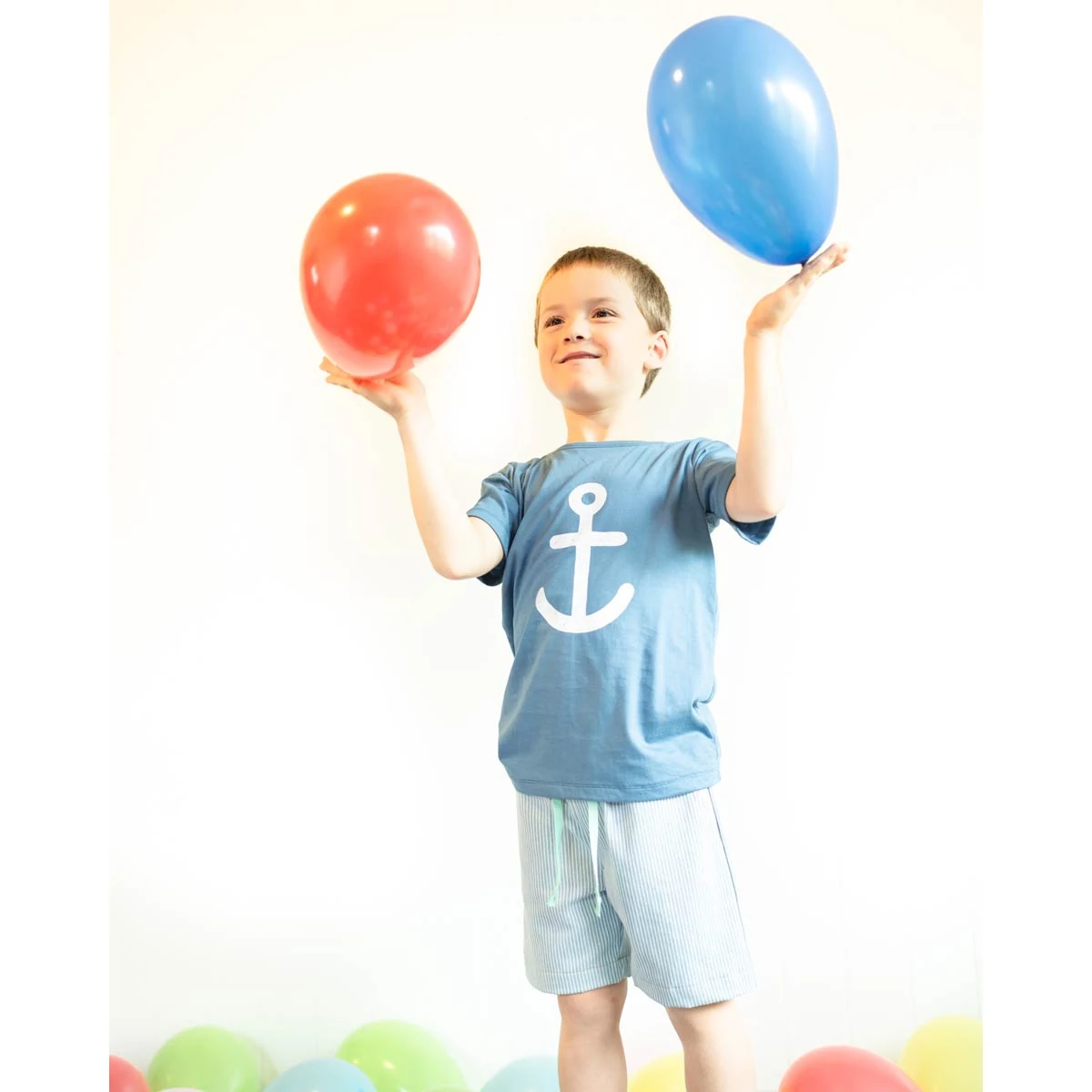 Anker - Shirt kurzarm mit Aufdruck blau – Bild 2