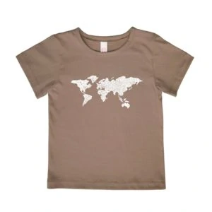 T-Shirt Weltkarte braun