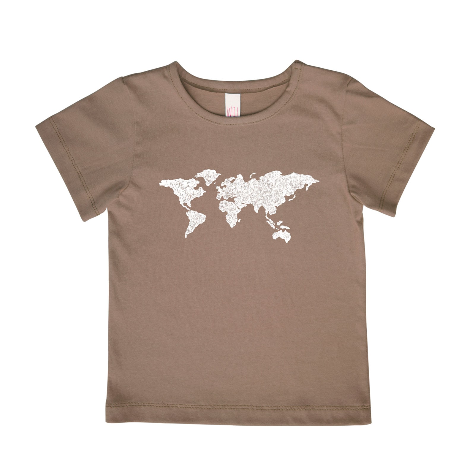 T-Shirt Weltkarte braun