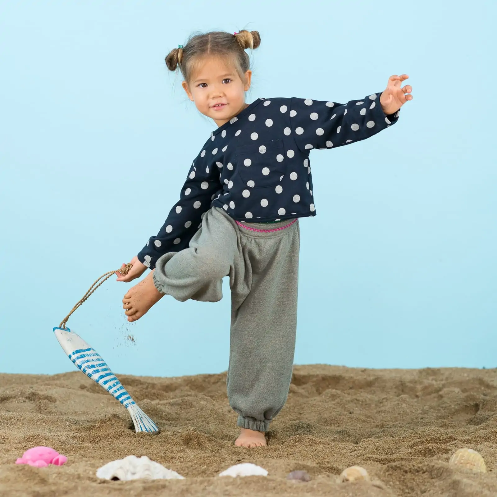 Crop Pullover Navy Gepunktet – Bild 3