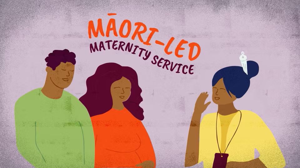 A group of people standing next to each other with the words maori - led materials de service.
