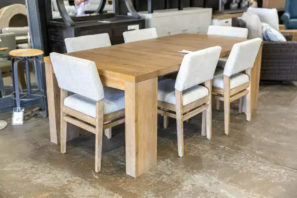 light stain dining table with 6 chairs
