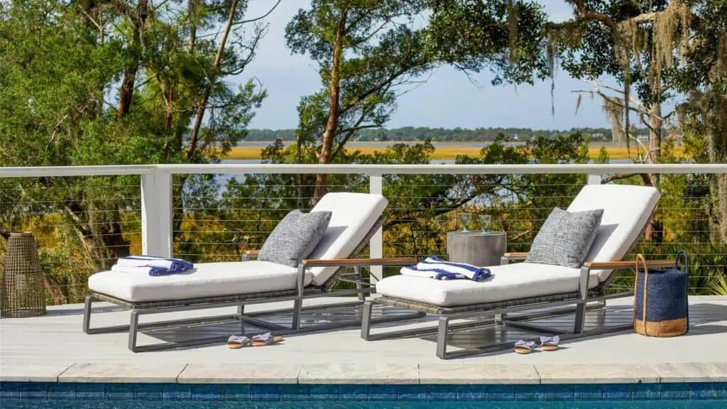 Two white lounge chairs