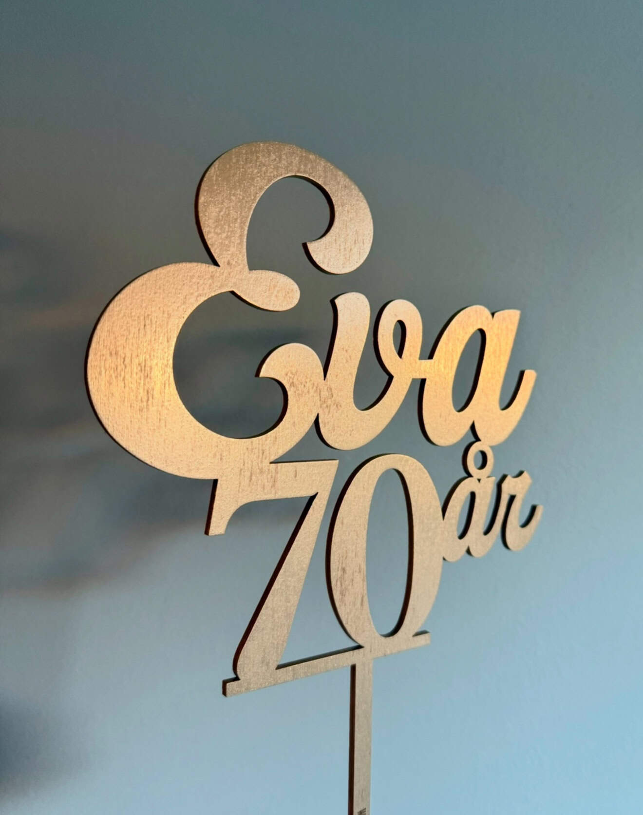 Caketopper trä - Två rader valfri text - Bild 4