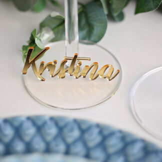 Personligt bordsplaceringsnamn för bröllop, dukning och fest