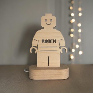 Personlig led-lampa filur trä med namn