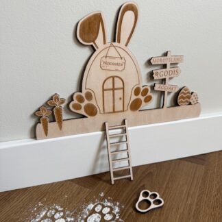 Skylt - Påskharedörr trä med stege