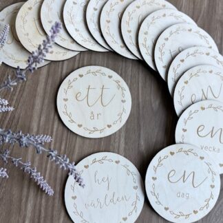 Milstolpekort - Krans med hjärtan