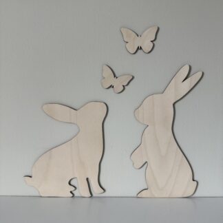 Väggdekaler - Kaniner med fjärilar