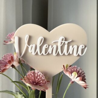 Blomsterpinne - Hjärta 3D-text