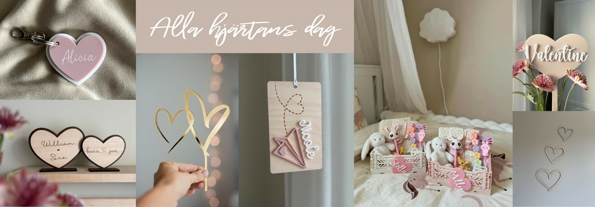 Personliga dekorationer och presenter till Alla hjärtans dag