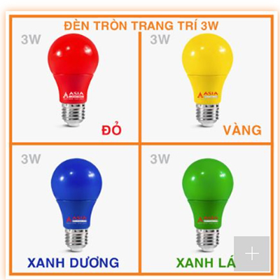 Hình ảnh sản phẩm đèn tròn trang trí 3W – ánh sáng nhiều màu, kích thước Ø50x90mm, phù hợp lắp đặt trang trí nội thất