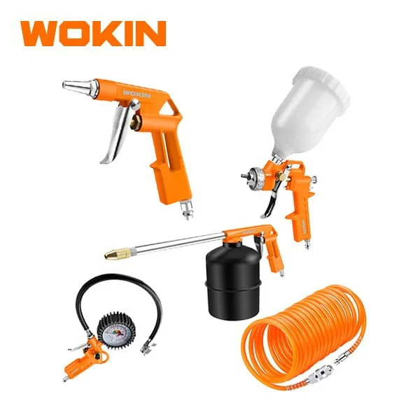 Bộ dụng cụ khí nén 5 chi tiết – 5PCS Air Tools Kit gồm súng bơm lốp, xịt bụi, phun sơn, dây hơi