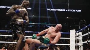 Deontay Wilder knocks down Tyson Fury