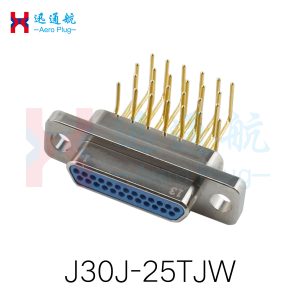 ALT标签：J30J 25针直角PCB连接器，用于森林火灾传感器数据传输.