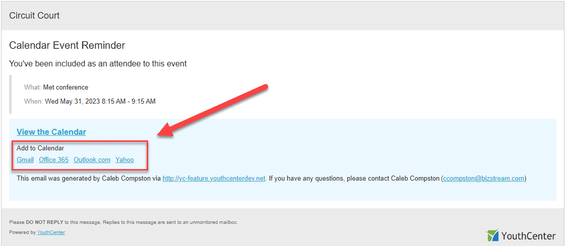 Add events to your calendar screenshot