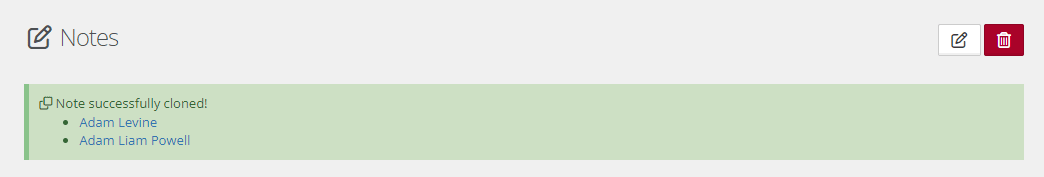 Cloned note confirmation