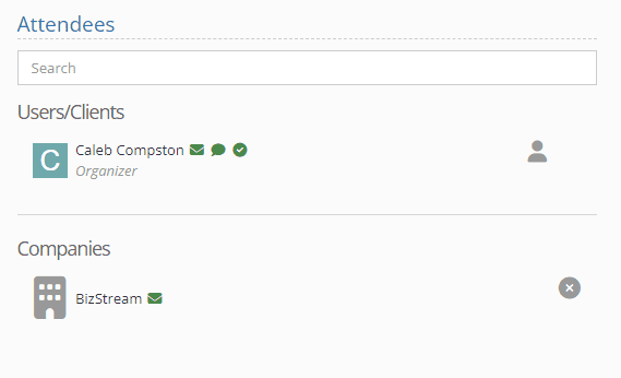 Calendar event attendees with a company
