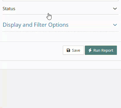 Reports that have many checkboxes now are shown as an accordion with the ability to search the group of checkboxes.
