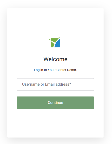 The new first login page features just a username or email address login.