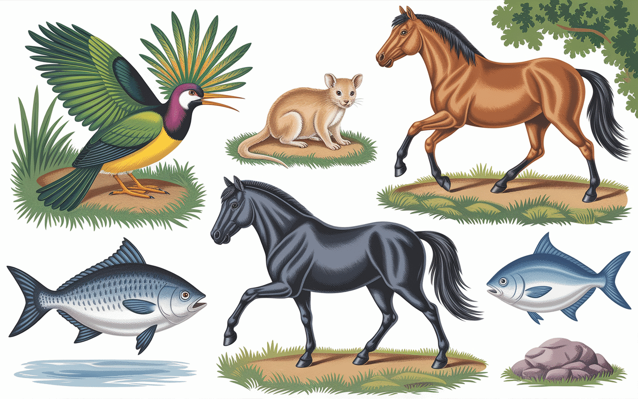 tableau animaux en q quetzal quokka cheval quoll saumon