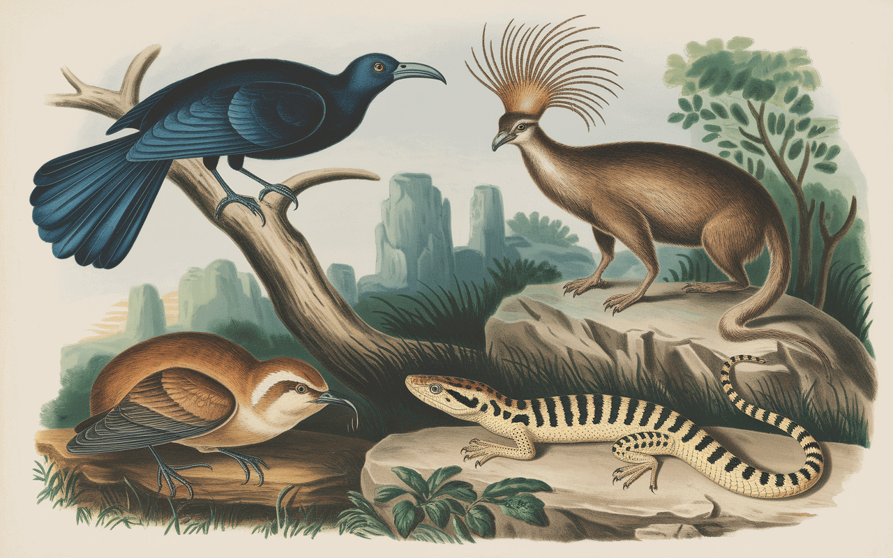 cinq animaux en u connus nature diversifiée