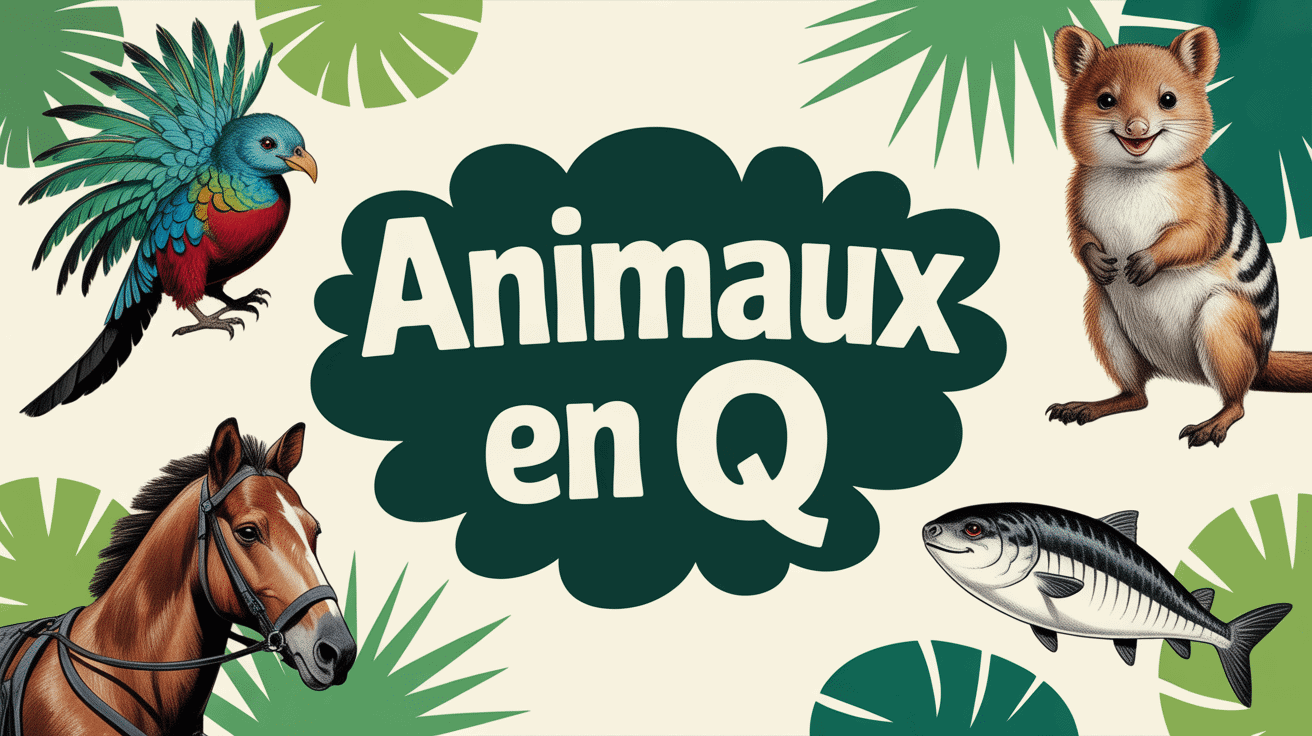 collage animaux en q quetzal quokka quoll cheval saumon