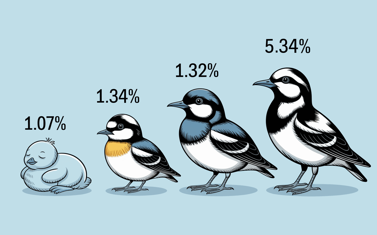 Illustration de oisillons de different ages montrant combien de temps un oisillon peut rester sans manger