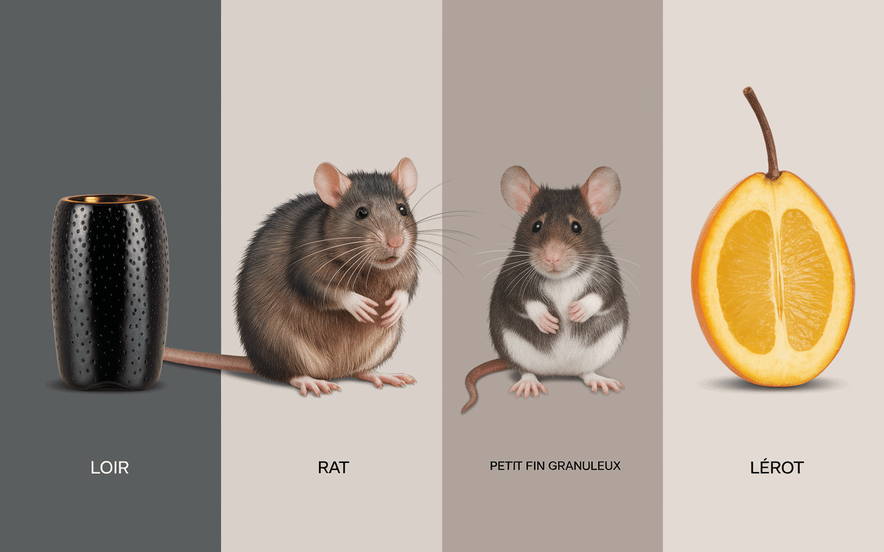 Comparaison excréments crottes de loirs rat souris lérot