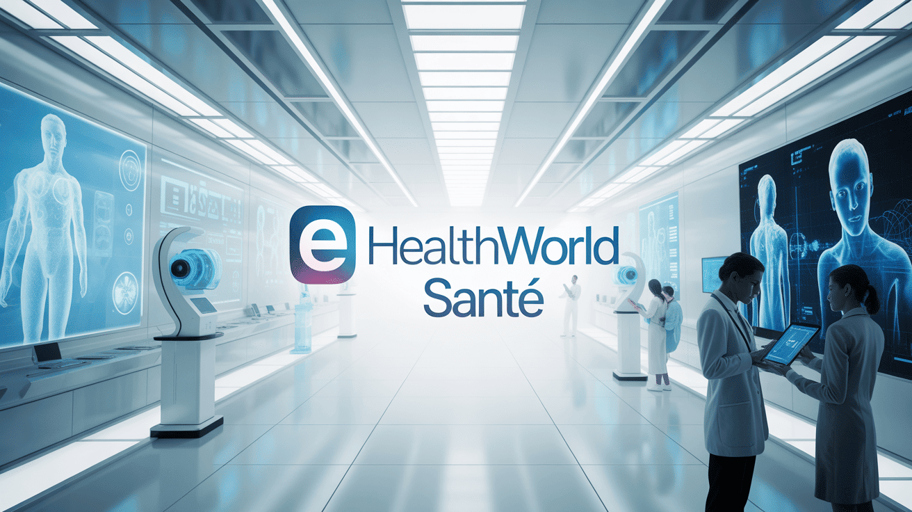 Centre médical connecté futuriste e healthworld santé avec dispositifs innovants