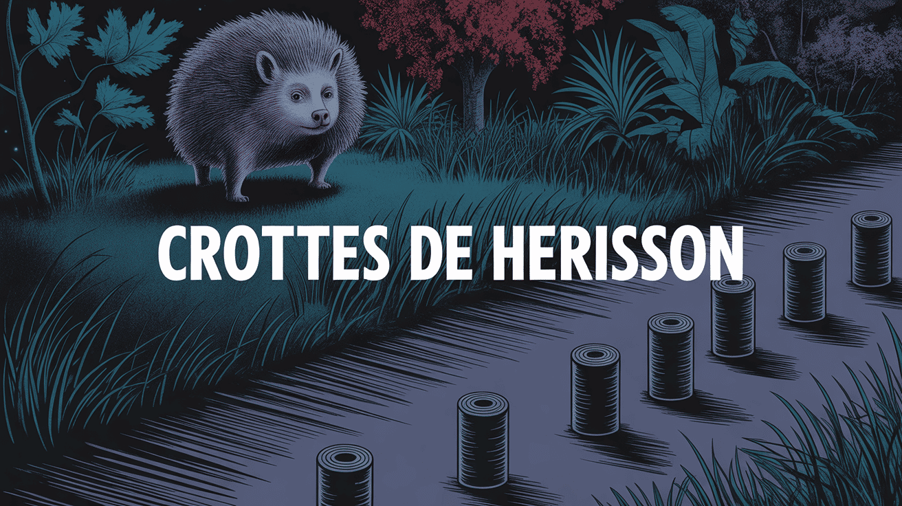 jardin nocturne avec hérisson et crottes de hérisson visibles