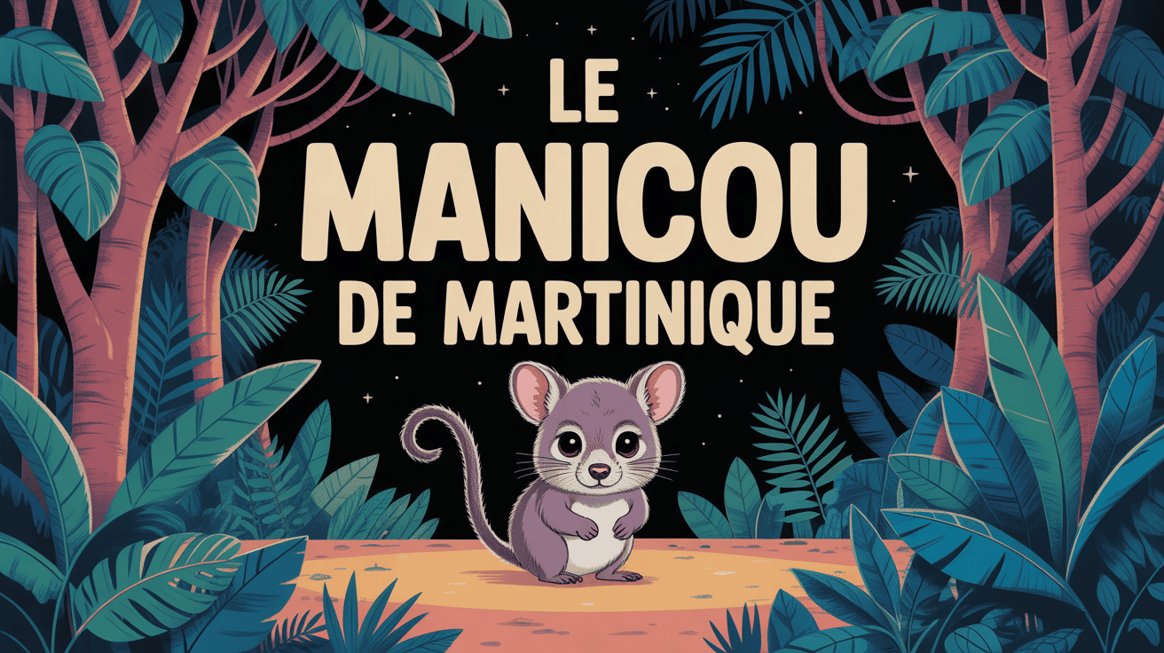 Illustration nocturne du manicou en forêt tropicale