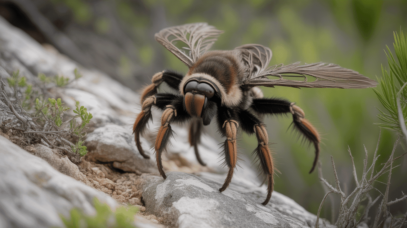 Mygale de Provence sur rochers calcaires en garrigue