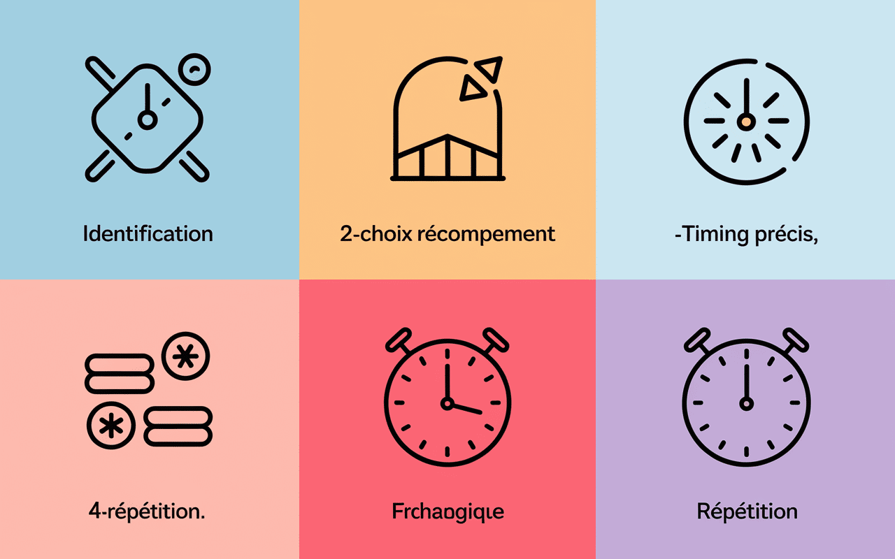infographie étapes renforcement positif american bully friandises chronomètre