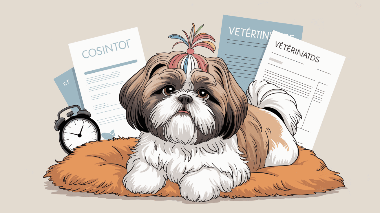 Illustration douce d'un shih tzu et contraintes adoption