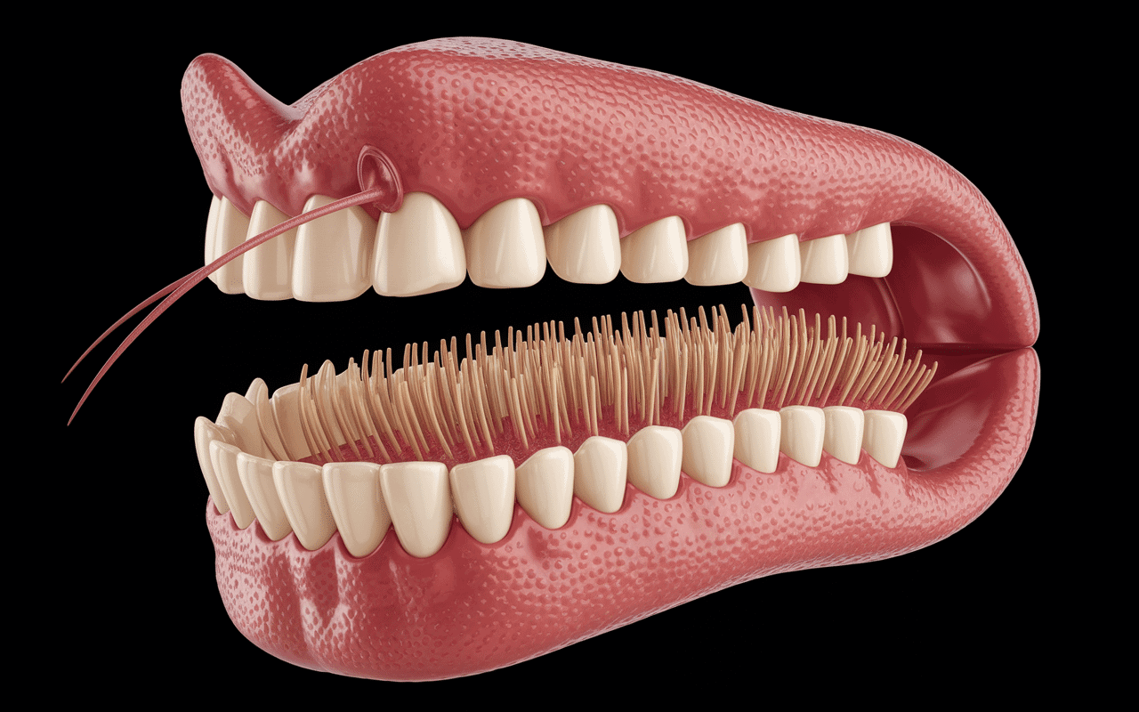 Coupe anatomique de la bouche de l'escargot avec radula
