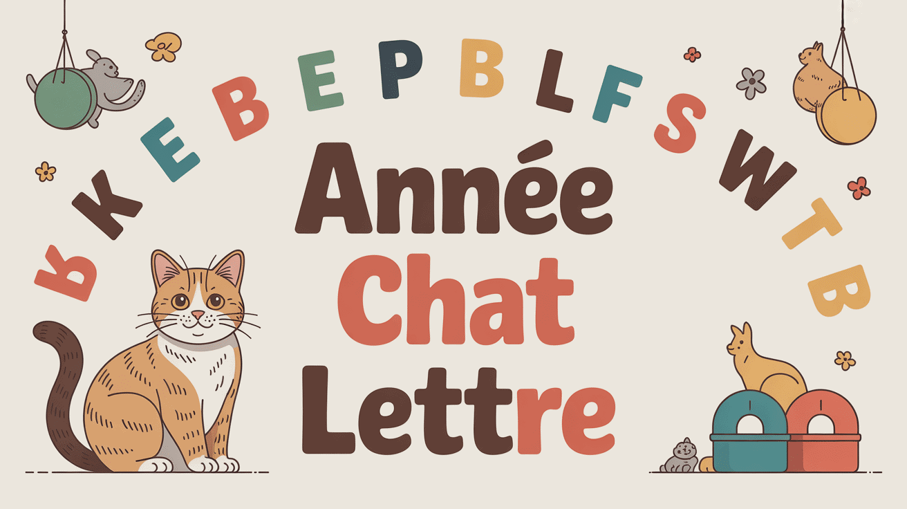 Chat avec année chat lettre en cercle