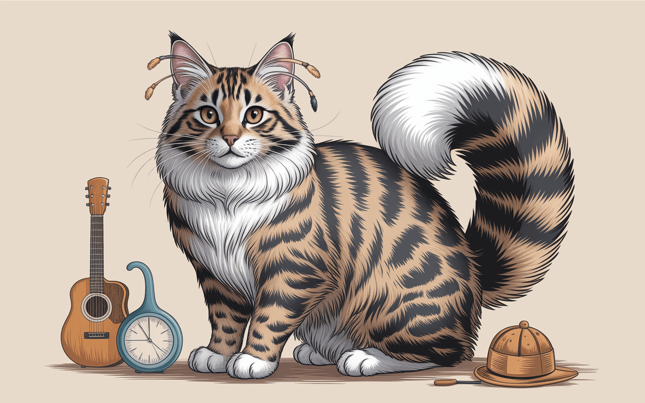 Chat Mencoune imposant avec pelage soyeux