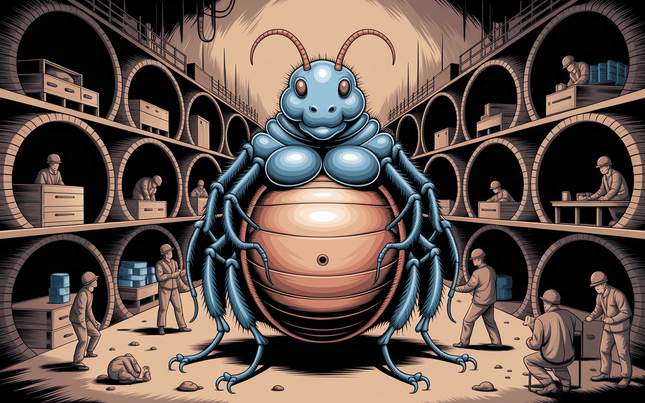 Illustration fourmi reine et ouvrières en coupe