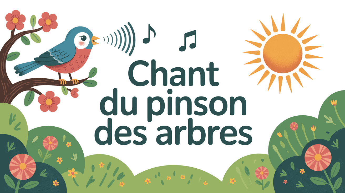 Illustration d'un pinson sur une branche avec ondes sonores