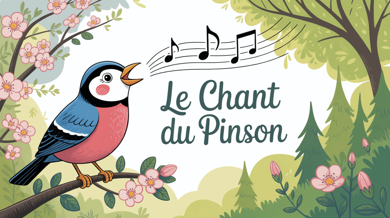 Illustration stylisée d'un pinson chantant