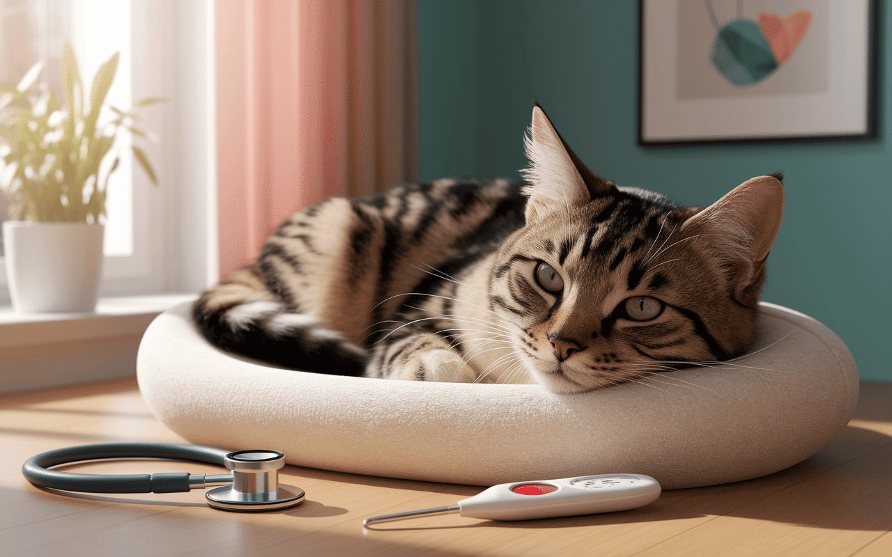 chat mort et stéthoscope