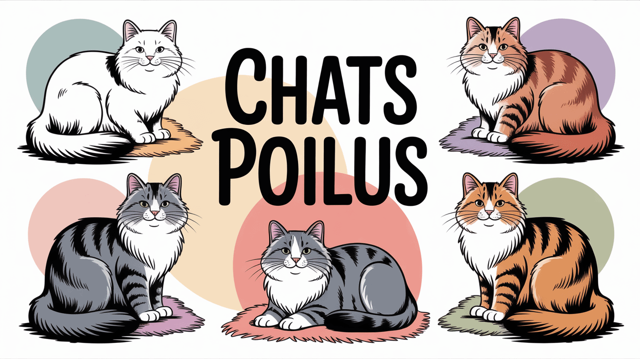 Illustration stylisée de chats poilus