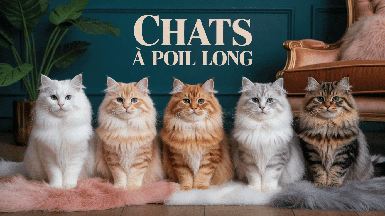 Magnifiques chats à poil long sur coussins moelleux