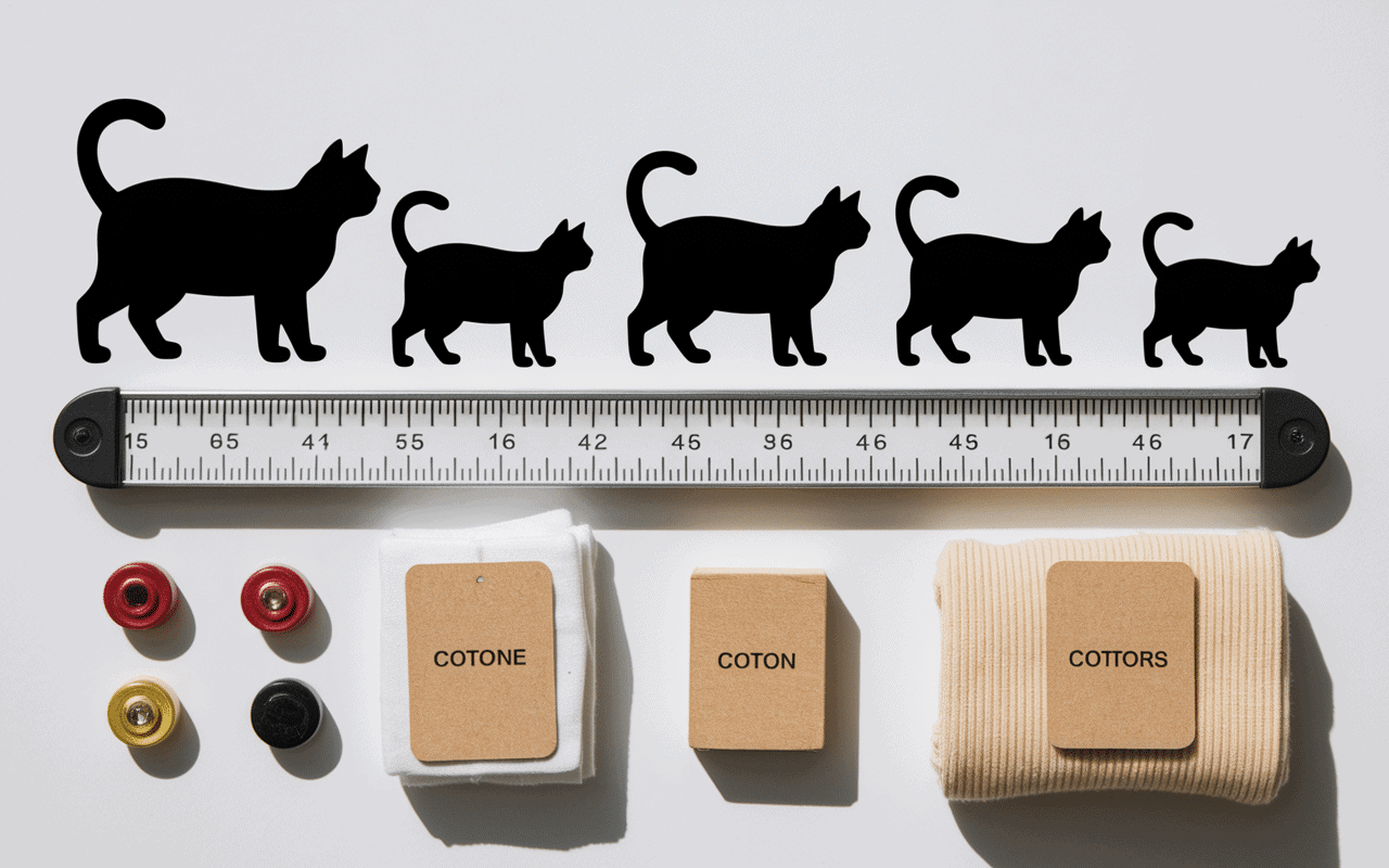Mètre ruban et guide taille chat