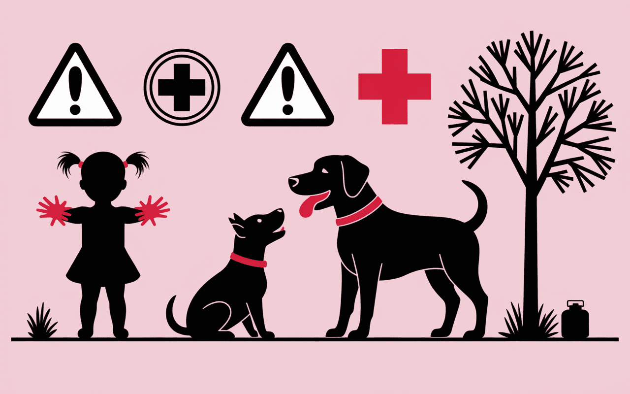 Enfant et chien avec rougeurs et enflure